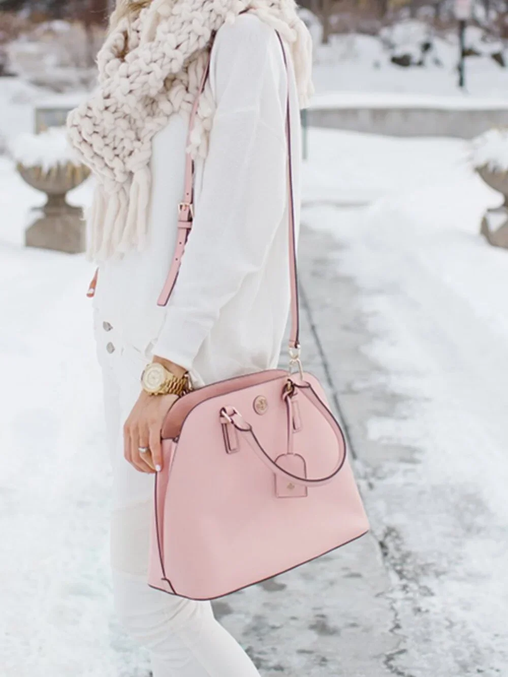 Tory Burch Robinson Open Dome Pink Leather Satchel Bag - Picture 2 of 16
